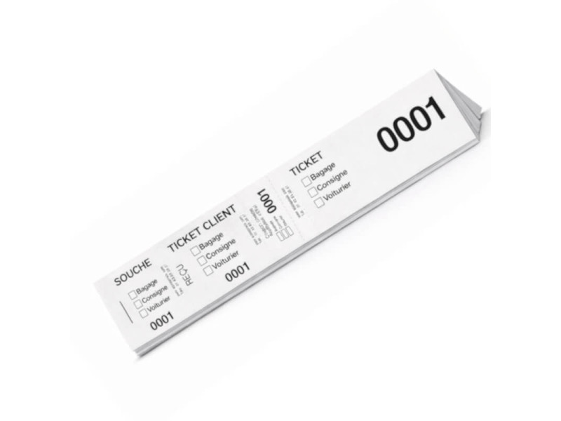 Tickets blancs 40x297mm bagages/consignes/voituriers
