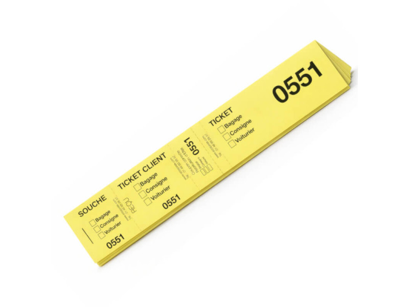 Tickets jaunes 40x297mm bagages/consignes/voituriers | EcoSpirale