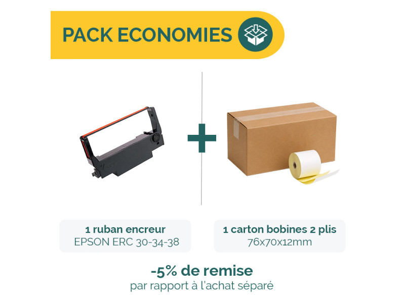Pack Rubans encreur + Carton caisse 2 plis | Ecospirale