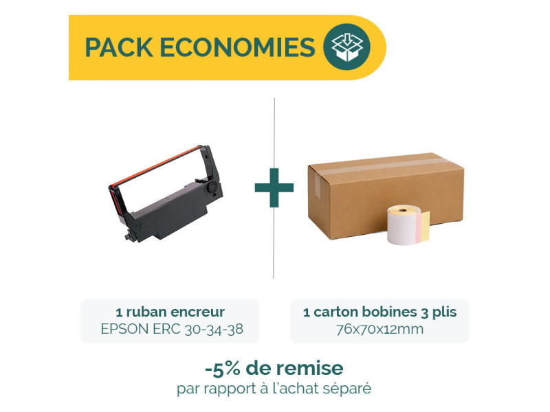 Pack Rubans encreur + Carton caisse 3 plis | Ecospirale