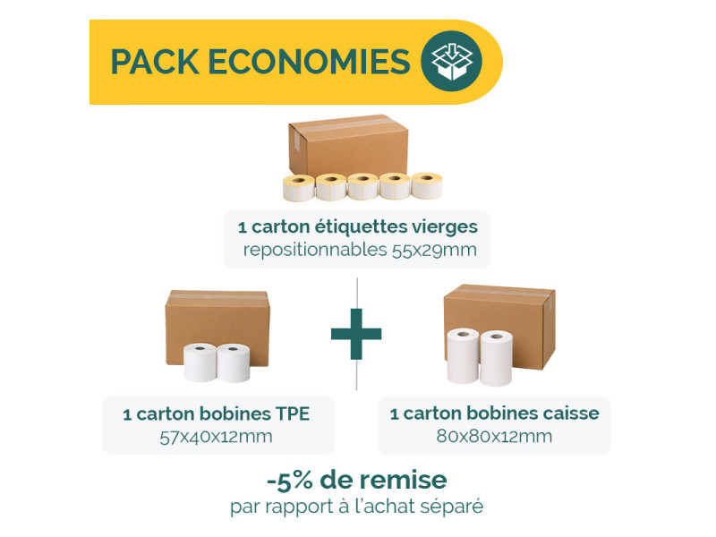 Pack Étiquettes thermique 55X29 + Caisse et TPE