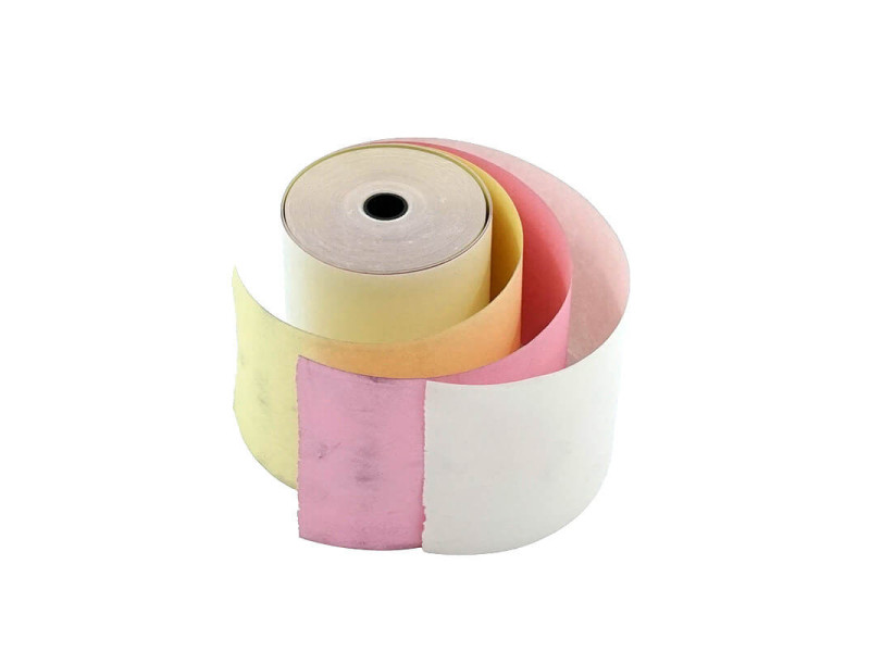 Bobines papier blanc/jaune/rose 76x70x12mm 3 plis | EcoSpirale