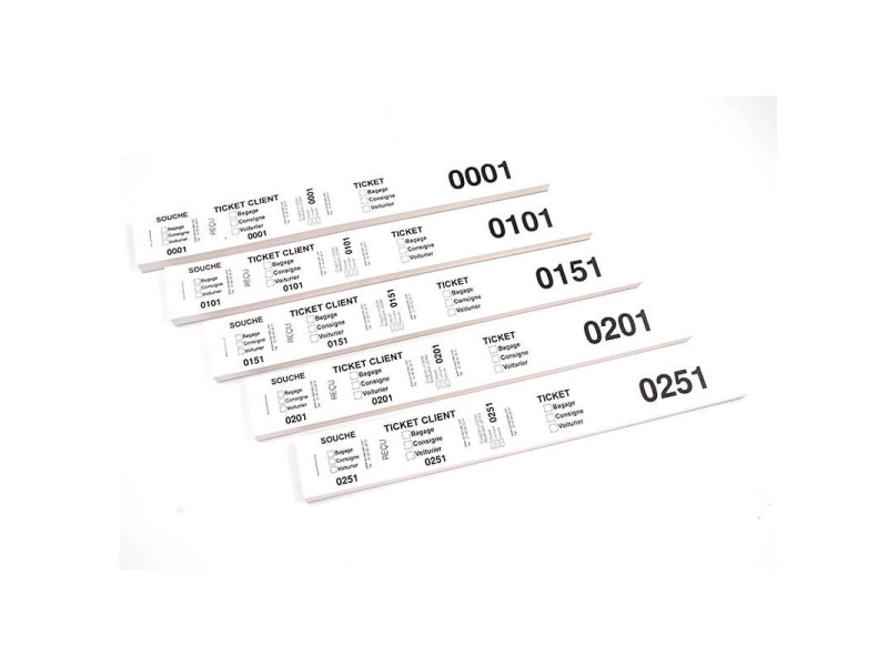 Tickets blancs 40x297mm bagages/consignes/voituriers