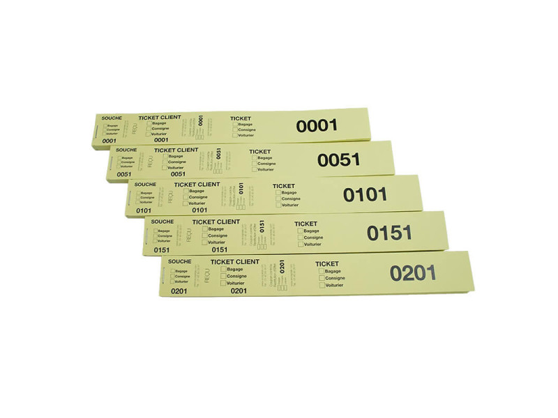 Tickets consignes et vestiaires jaunes 40x297mm | EcoSpirale