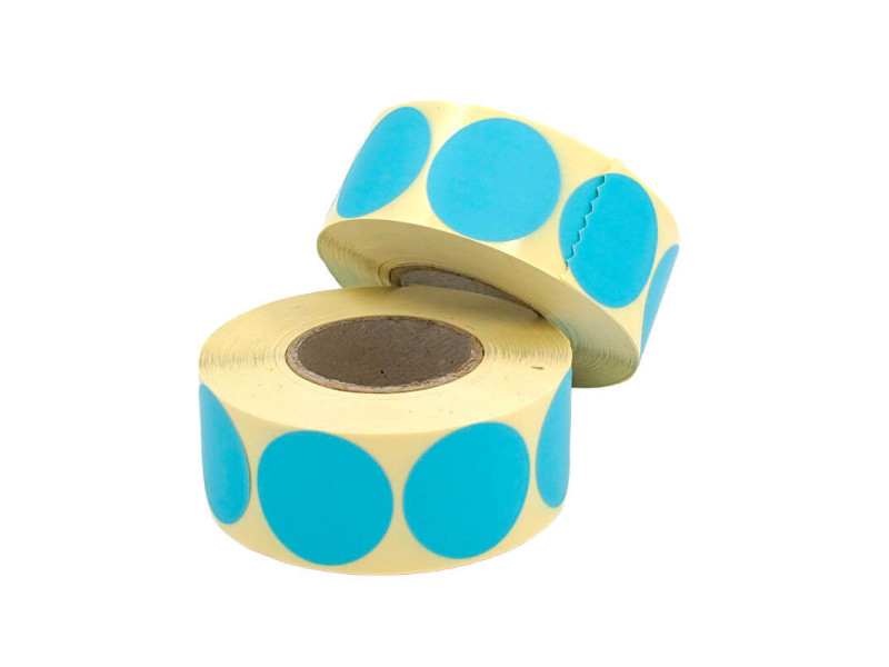 Etiquettes rondes velin vierges bleues fluo 32mm | EcoSpirale