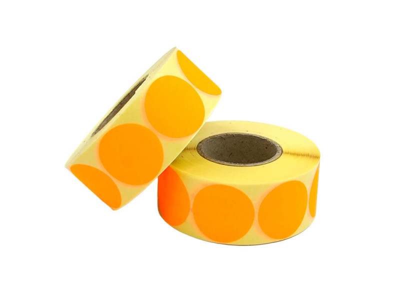 Etiquettes rondes velin vierges oranges fluo 32mm | EcoSpirale