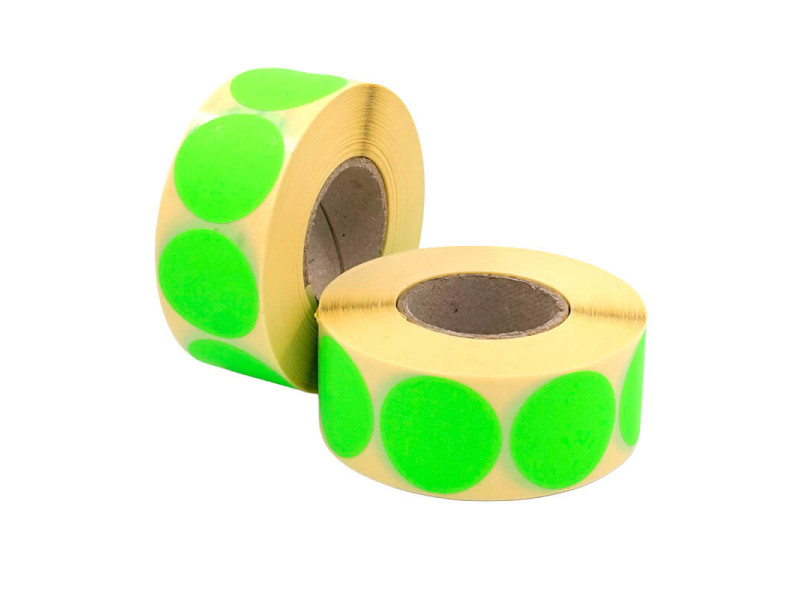 Etiquettes rondes velin vierges vertes fluo 32mm | EcoSpirale