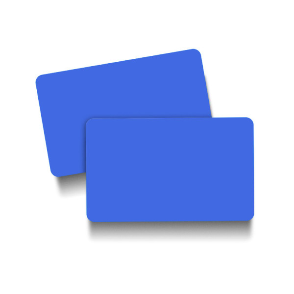 Badges bleu roi vierges PVC 86x54mm | EcoSpirale