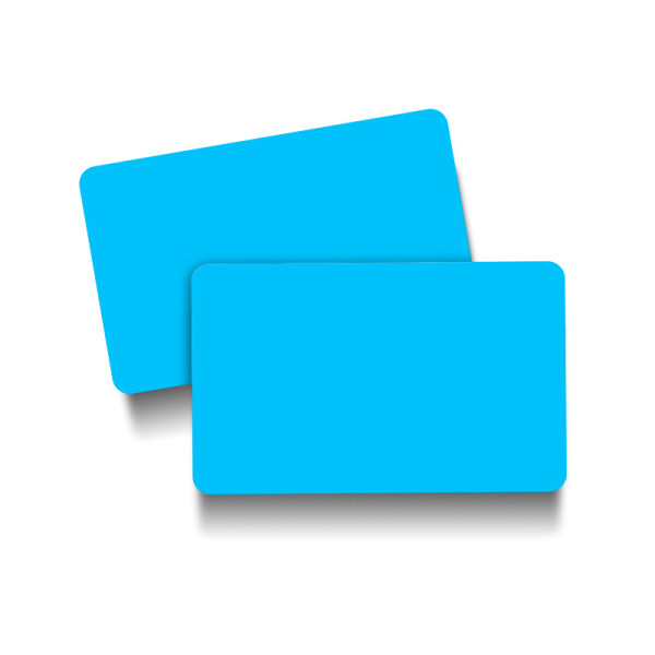Badges bleu ciel vierges PVC 86x54mm | EcoSpirale