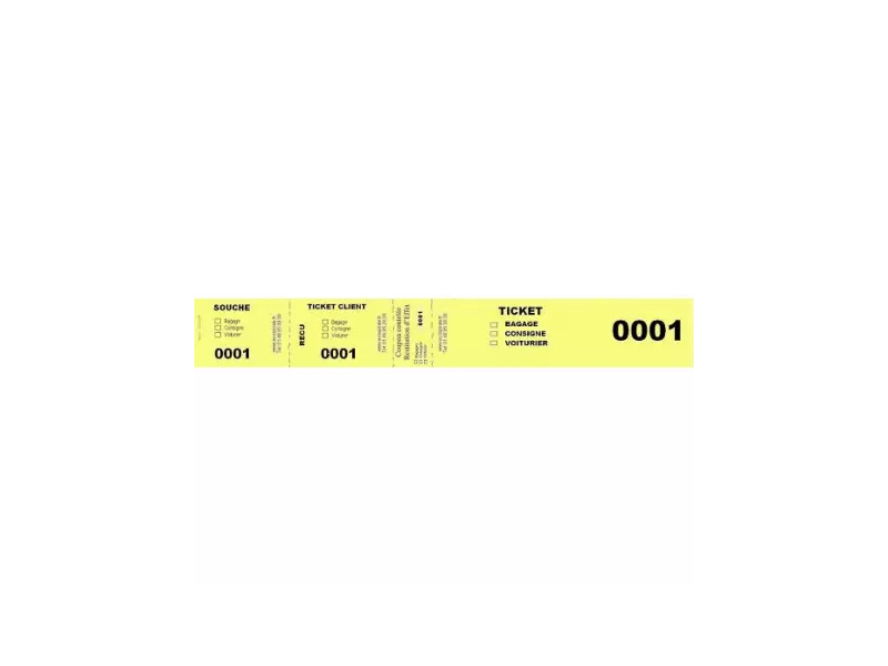 Tickets jaunes 40x297mm bagages/consignes/voituriers | EcoSpirale