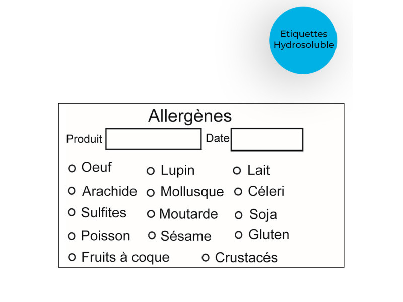 Etiquettes allergènes hydrosoluble 70x50mm rouleau | EcoSpirale