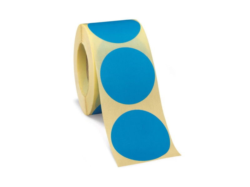 Etiquettes rondes velin vierges bleues fluo 32mm | EcoSpirale