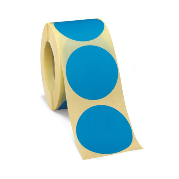 Etiquettes rondes velin vierges bleues fluo 32mm | EcoSpirale