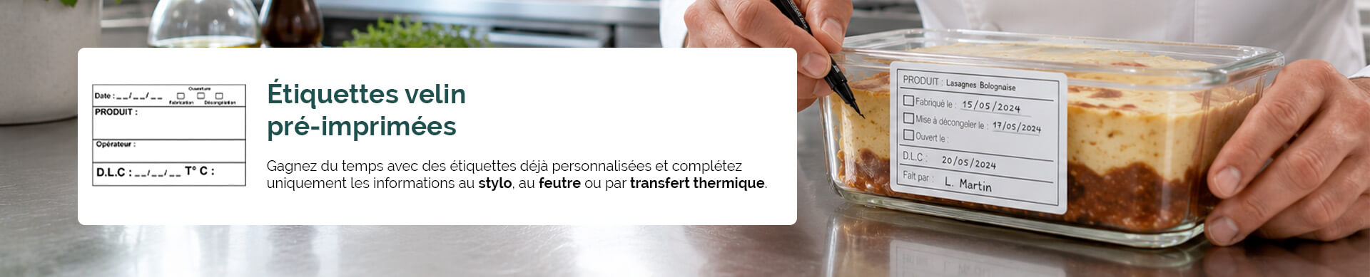 Étiquettes velin pré-imprimées